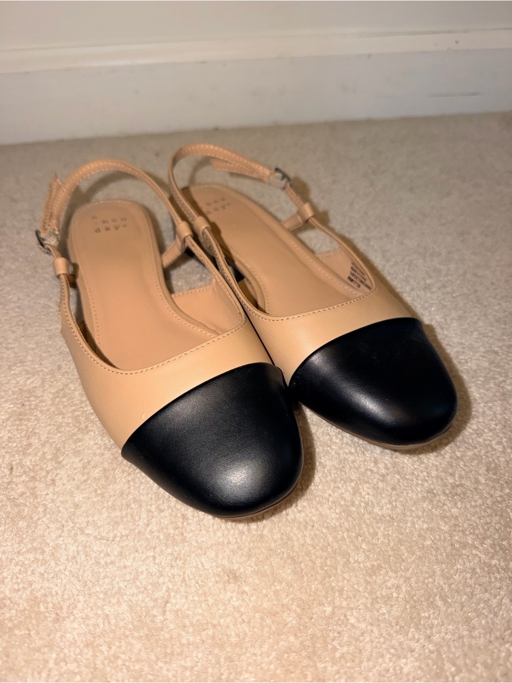 a new day Two-Tone Tan and Black Slingback Flats